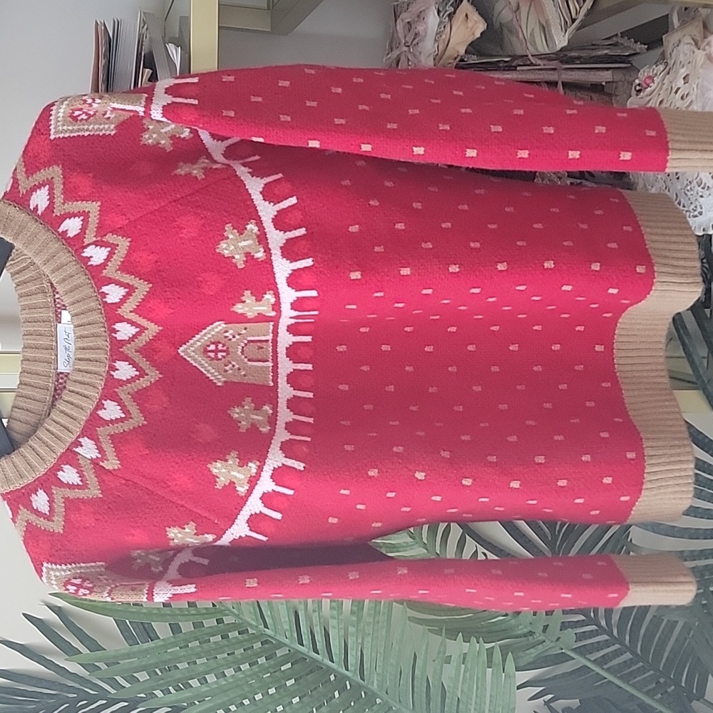 NWOT Red and Brown Gingerbread Christmas Sweater - Women's Size Large
